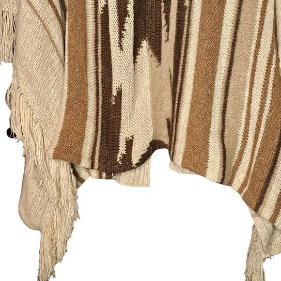 Ralph Lauren Neutral Aztec Southwest Western Wool Blend Poncho Cardigan Size L - Picture 12 of 12